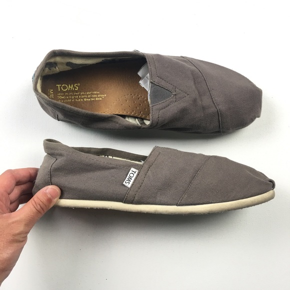 Toms Mens Grey Classic Canvas Flats 5 